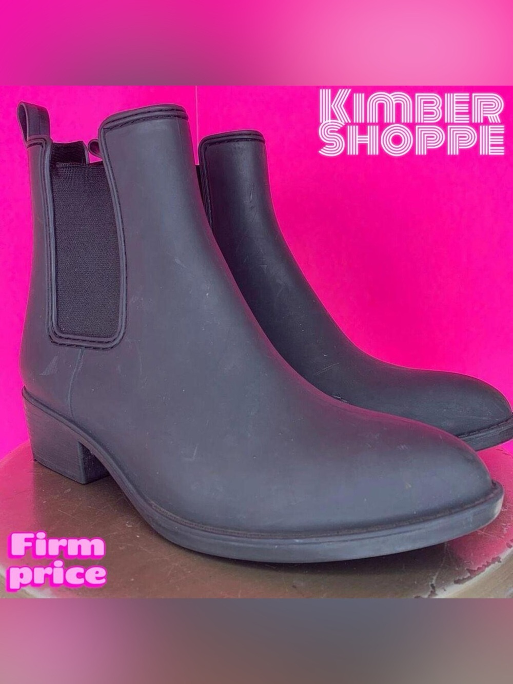 Jeffrey Campbell Stormy Matte Black Rubber Chelsea Rain Boots US 10 UK 7.5